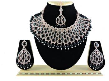 Black designer function wear ad necklace set 1
