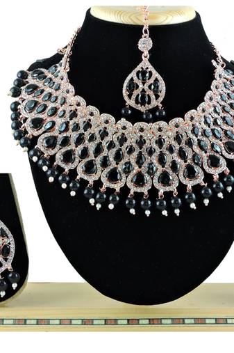 Black designer function wear ad necklace set