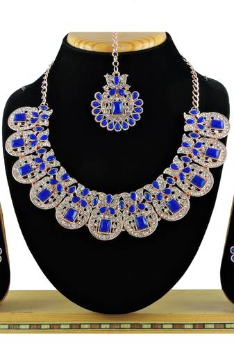 Blue designer function wear ad necklace set