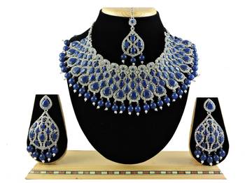 Blue designer function wear ad necklace set 1