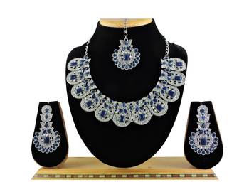 Blue designer function wear ad necklace set 1