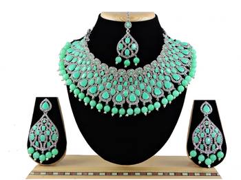 Green designer function wear ad necklace set 1