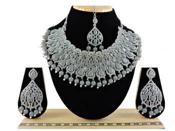 Grey designer function wear ad necklace set 1