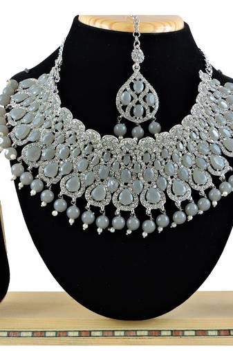 Grey designer function wear ad necklace set