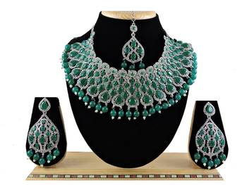 Green designer function wear ad necklace set 1