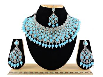 Turquoise designer function wear ad necklace set 1