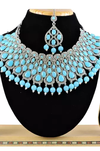 Turquoise designer function wear ad necklace set