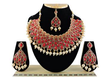Red designer function wear ad necklace set 1