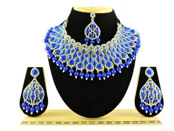 Blue designer function wear ad necklace set 1