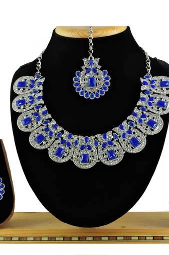 Blue designer function wear ad necklace set