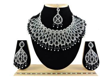 Black designer function wear ad necklace set 1
