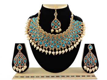 Turquoise designer function wear ad necklace set 1