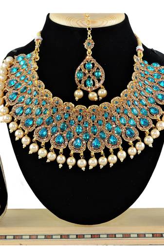 Turquoise designer function wear ad necklace set