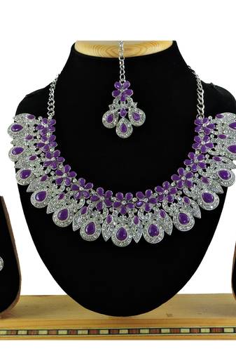 Purple designer function wear ad necklace set