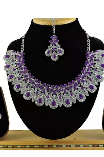 Purple designer function wear ad necklace set