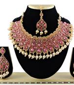 Pink designer function wear ad necklace set