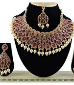 Maroon designer function wear ad necklace set