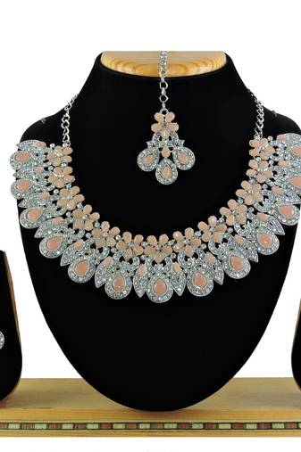 Orange designer function wear ad necklace set