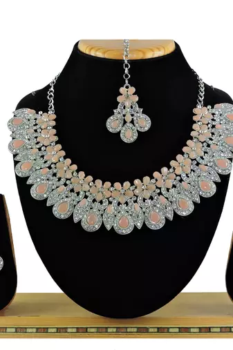 Orange designer function wear ad necklace set
