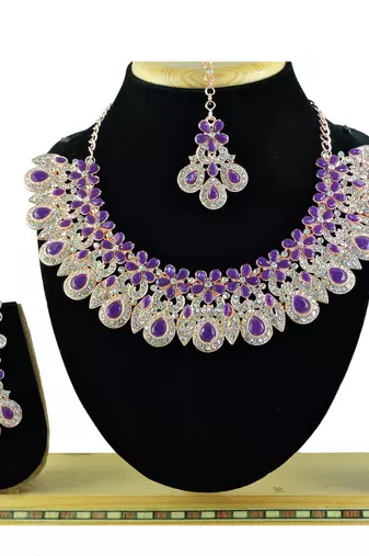 Purple designer function wear ad necklace set