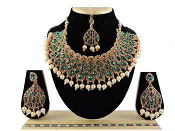 Green designer function wear ad necklace set 1