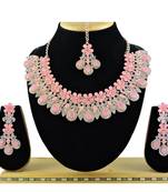 Pink designer function wear ad necklace set
