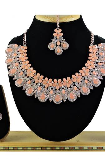 Orange designer function wear ad necklace set