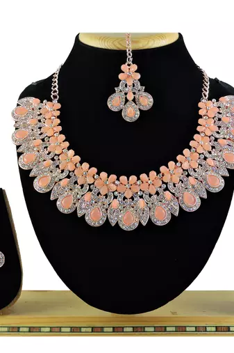 Orange designer function wear ad necklace set