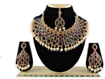 Black designer function wear ad necklace set 1