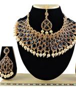 Black designer function wear ad necklace set