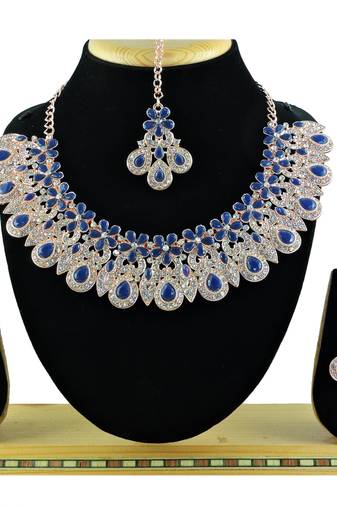 Blue designer function wear ad necklace set