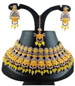 Yellow designer function wear ad necklace set