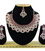 Maroon designer function wear ad necklace set