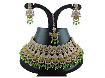 Green designer function wear ad necklace set 1