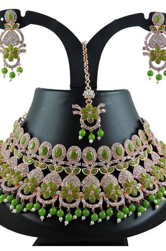 Green designer function wear ad necklace set