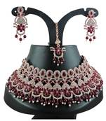 Maroon designer function wear ad necklace set
