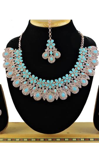 Turquoise designer function wear ad necklace set