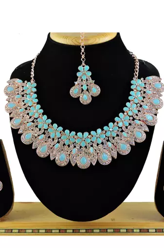 Turquoise designer function wear ad necklace set