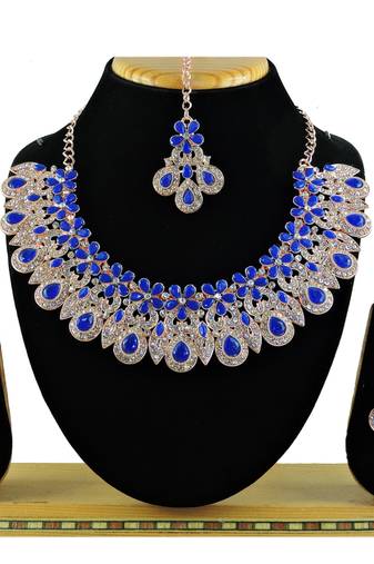 Blue designer function wear ad necklace set