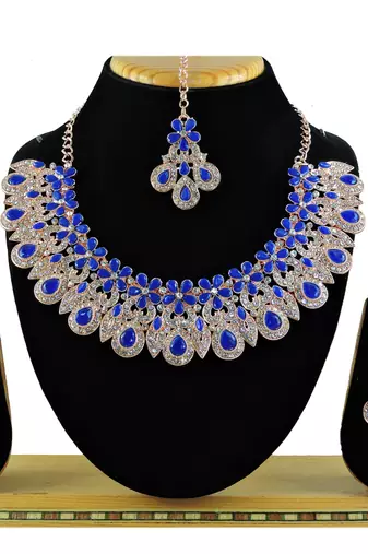 Blue designer function wear ad necklace set