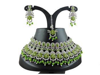 Green designer function wear ad necklace set 1