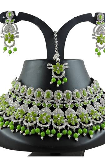 Green designer function wear ad necklace set