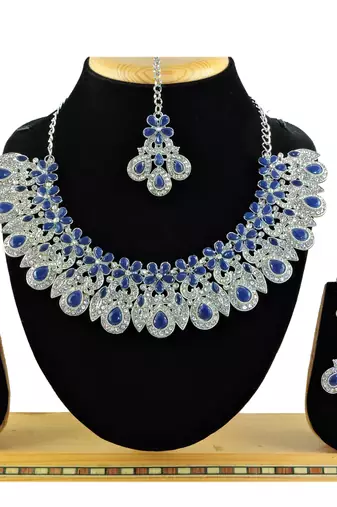 Blue designer function wear ad necklace set