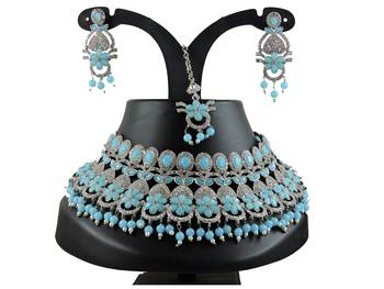 Turquoise designer function wear ad necklace set 1