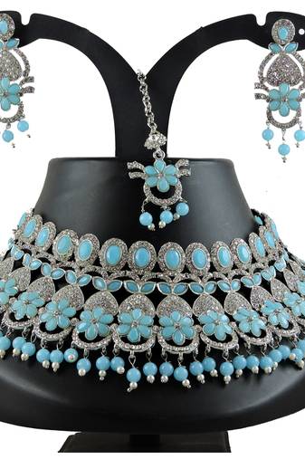 Turquoise designer function wear ad necklace set