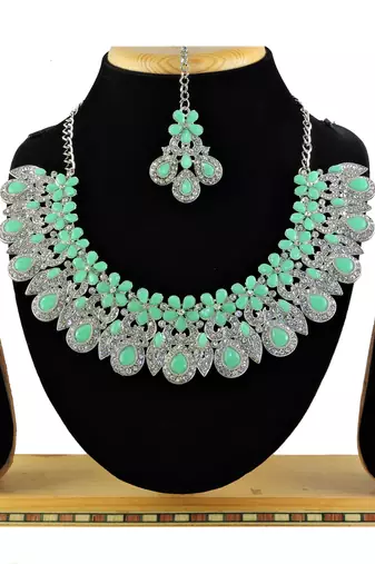 Green designer function wear ad necklace set