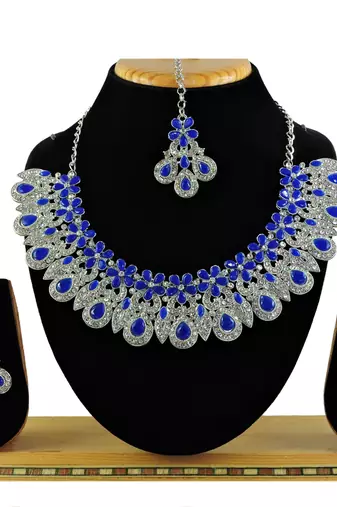 Blue designer function wear ad necklace set