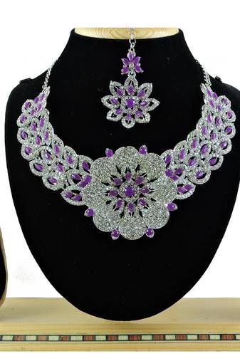 Purple designer function wear ad necklace set