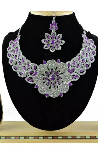 Purple designer function wear ad necklace set