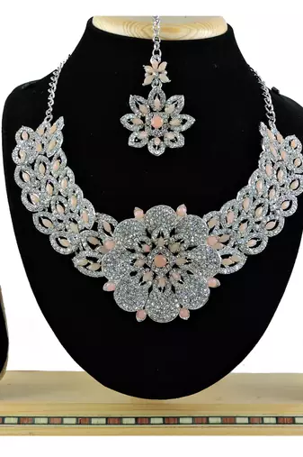 Orange designer function wear ad necklace set